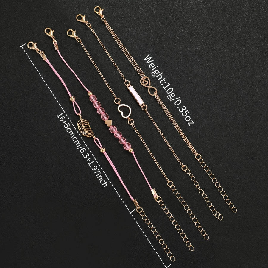 6pcs set Women's Fashion Casual Roman Scale Dial Quartz Watch Bracelet Set Does Not Include Watch Bo