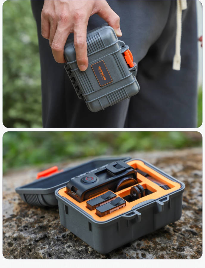 durable protective case for pro 4 3 waterproof shockproof hard shell release mount battery camera cable management and accessories storage case details 7