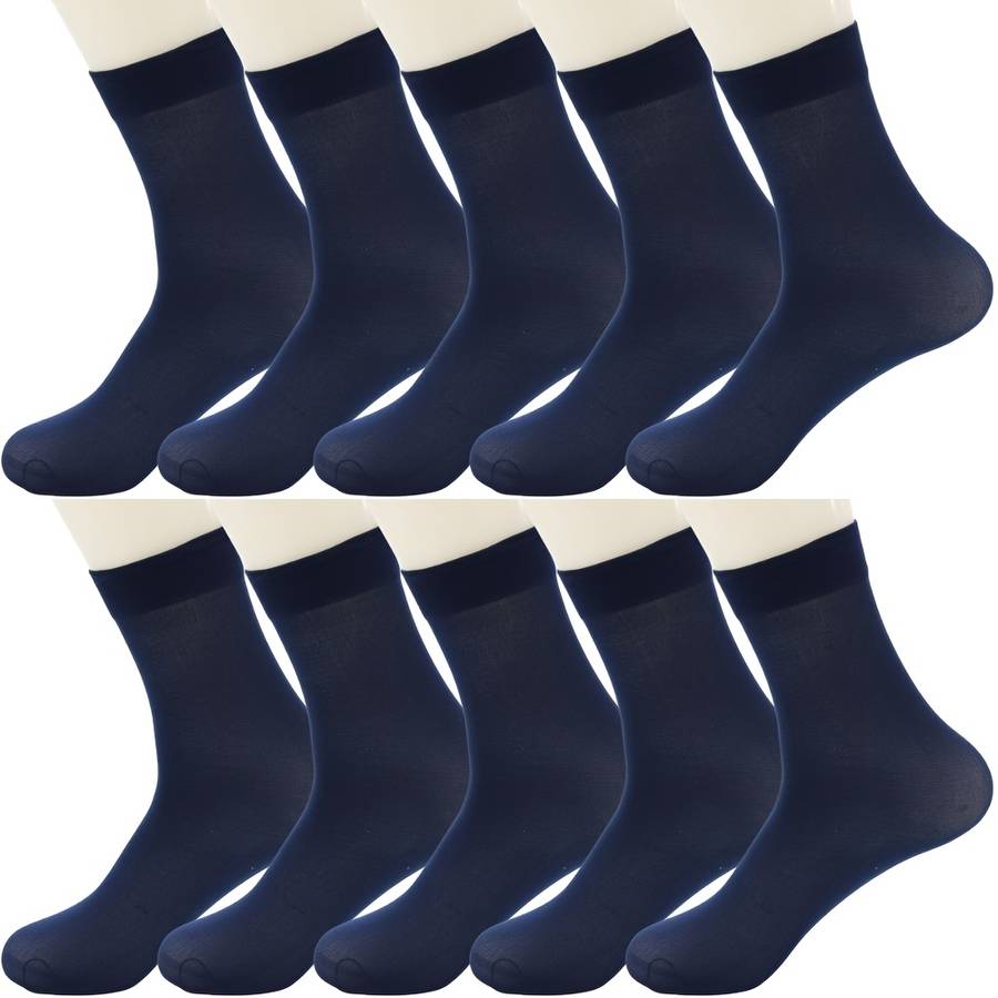 10 Pairs Black One Size High Elastic Socks