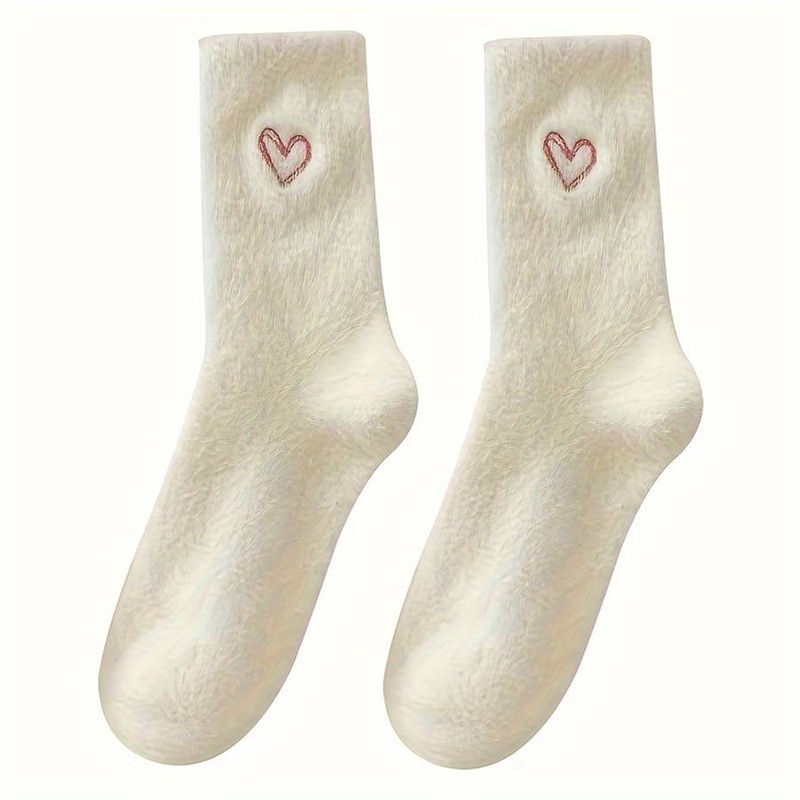 Sock 5 Pairs Mixed Colors Heart Warm Socks One Size