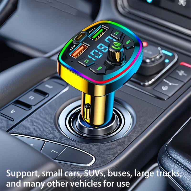 1pc Wireless Car Charger MP3 Player Rainbow Metallic Finish Multi-Function USB Receiver with Lossles