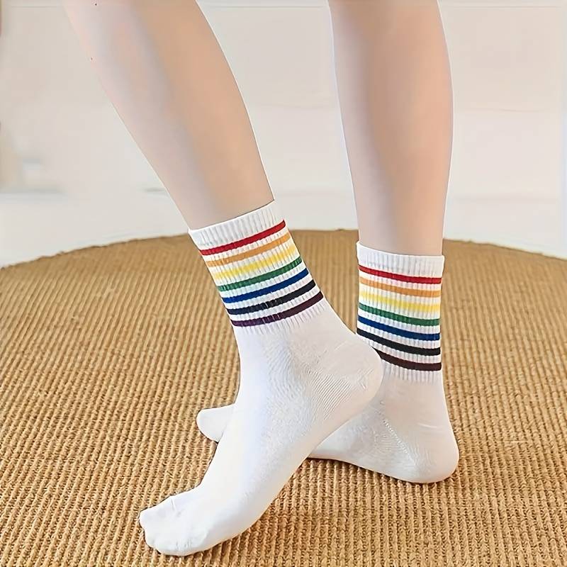 6 Pairs Mixed Color Pack One Size High Elastic Socks