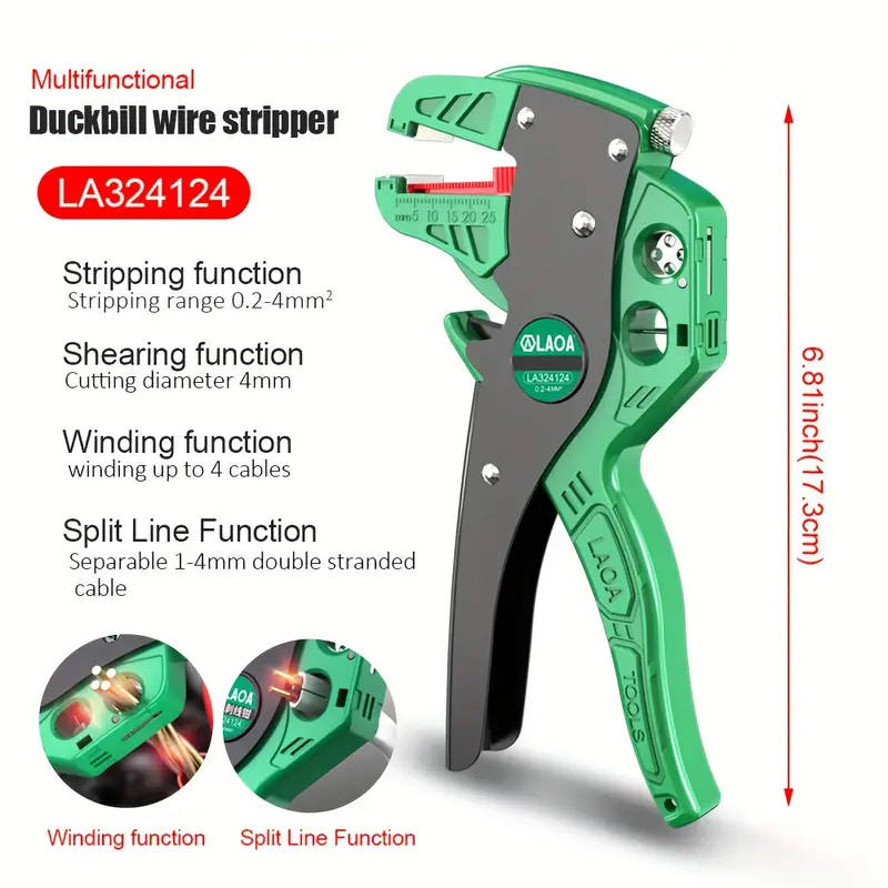 1pc Professional Automatic Wire Stripper and Cutter Multifunctional Tool with Winding and Split Line