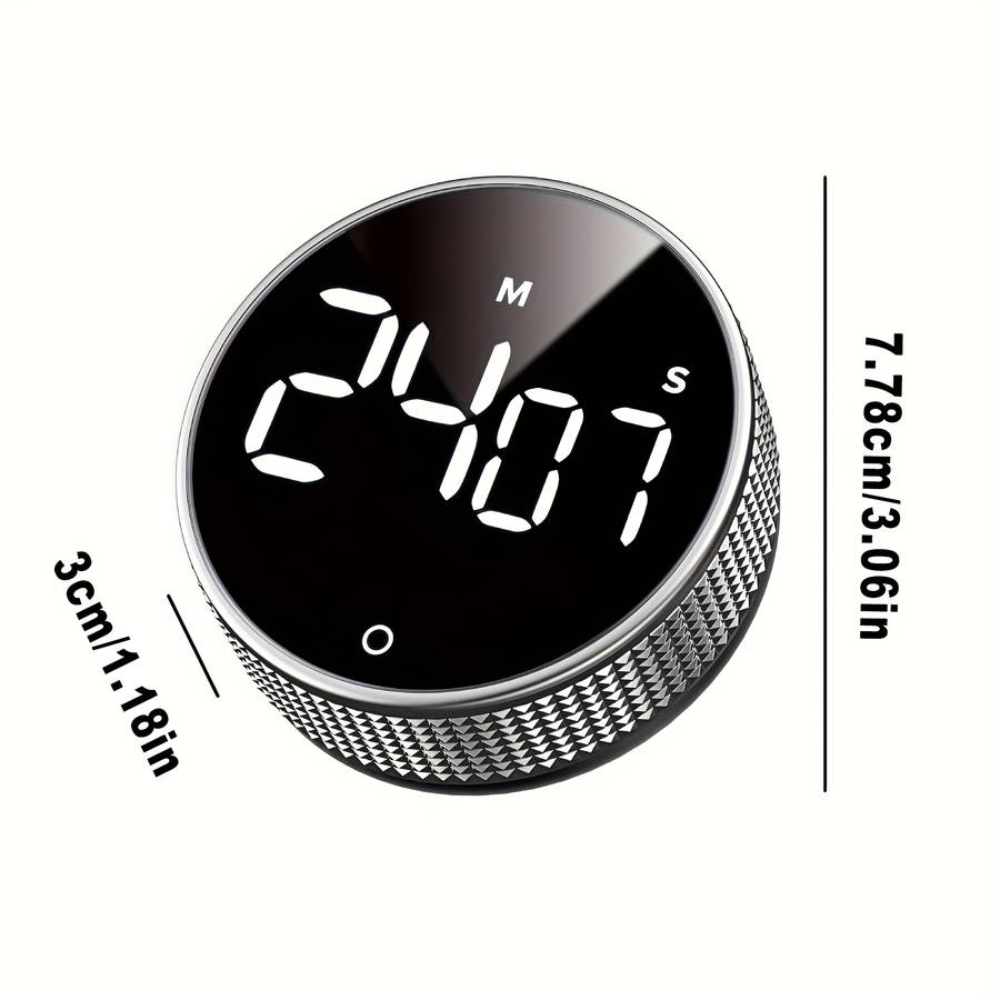 1pc Trendy Round Kitchen Timer Spinning Time Organizer for Cooking Featuring LED Light Funct