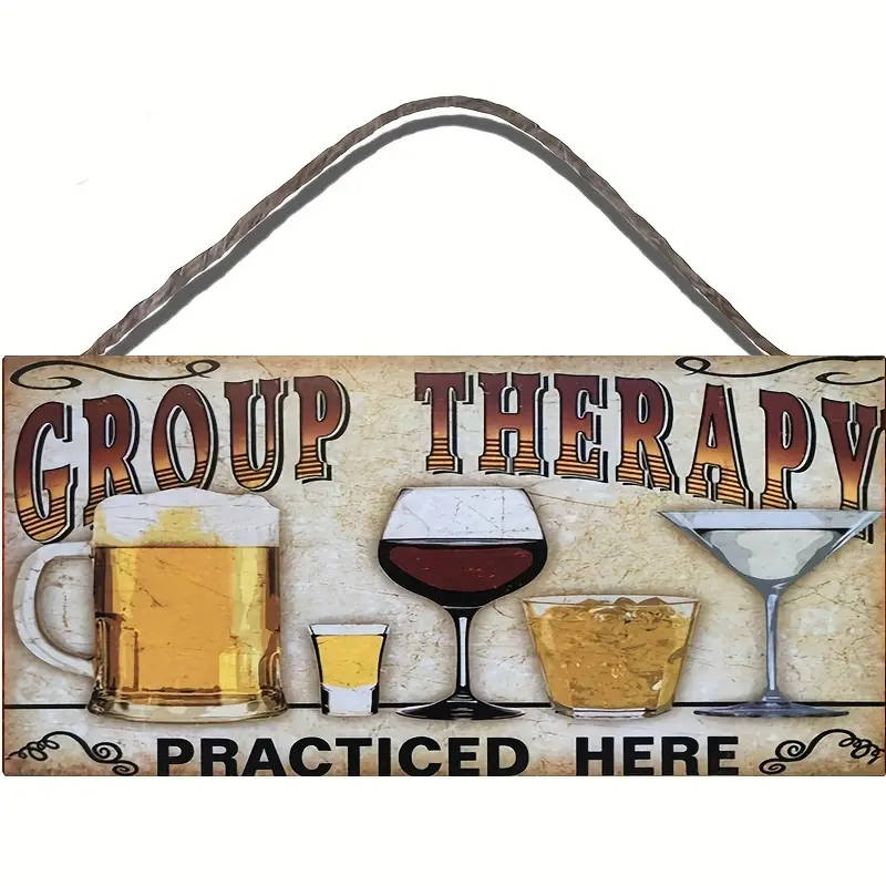 1pc Vintage Group Relax Practiced Here Wooden Wall Sign Rustic Beer Wine Glasses Design Ideal for Ba