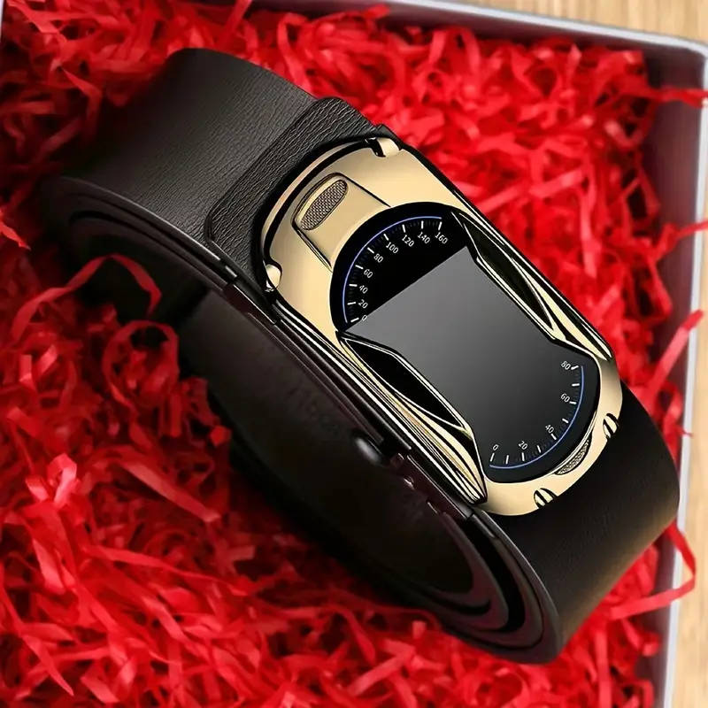 Men's New Style Automatic Buckle Genuine Leather Belt