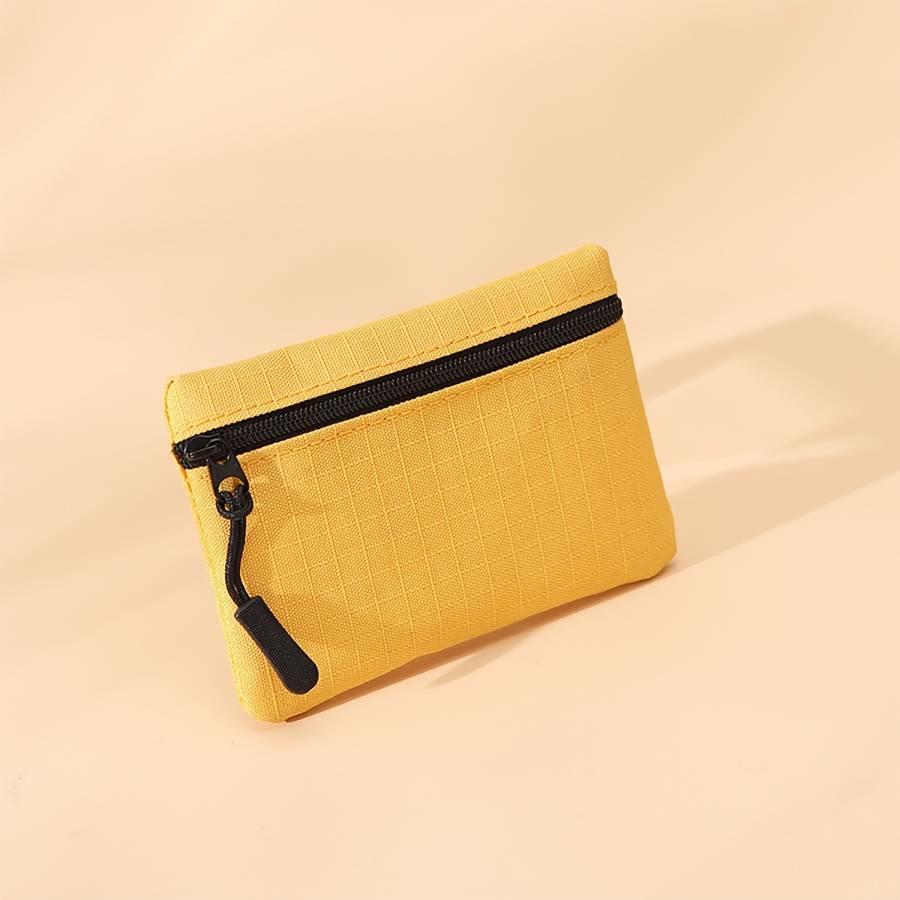 1pc New Mini Multi-Color Oxford Cloth Coin Purse with Solid Color Mesh Zipper Portable for Student