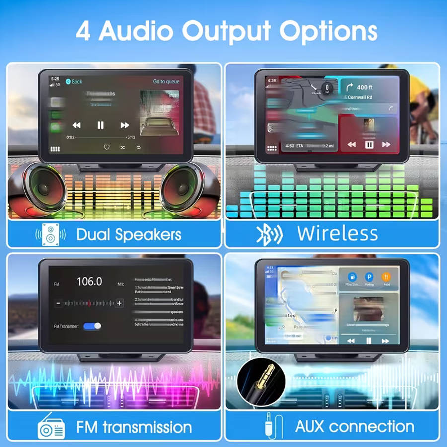 7" Wireless CarPlay Android Auto touch HD screen With Rearview Camera