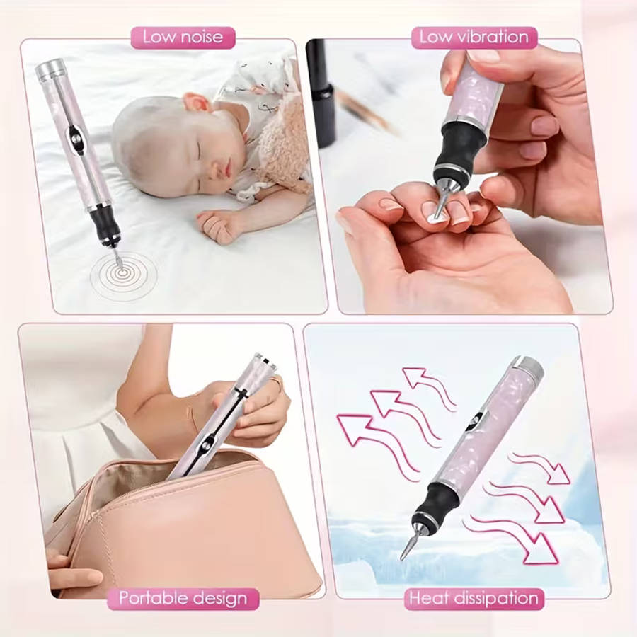 Electric Nail Drill Machine - 12 Grinding Heads Nail Machine Set