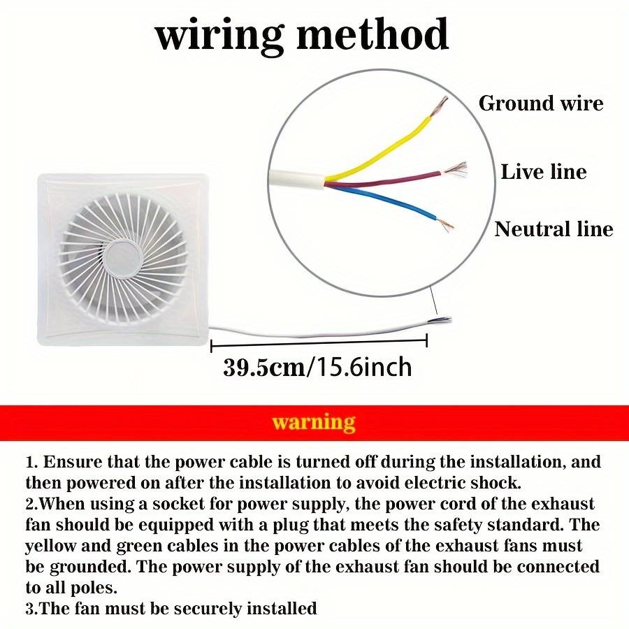 1pc European Standard Household Exhaust Fan Versatile 6-Inch Ventilation Fan with Backflow Preven