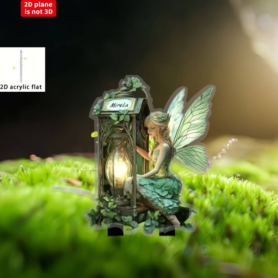 1pc 2D Flat    Printing Bohemian Style Garden Decorative Ground Plug Lantern Elf Deco