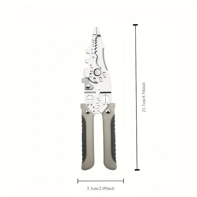 1pc Premium Multi-Function Wire Stripper Crimping Tool Chrome Vanadium Steel Durable Cutter with Non