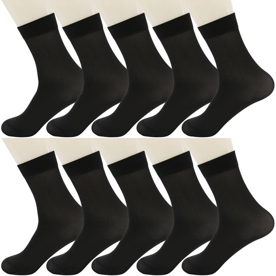 10 Pairs Black One Size High Elastic Socks