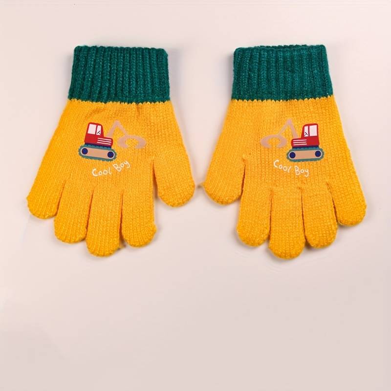 1 Pair Purple Thick Size 1 To 5 Years Old Warm Gloves