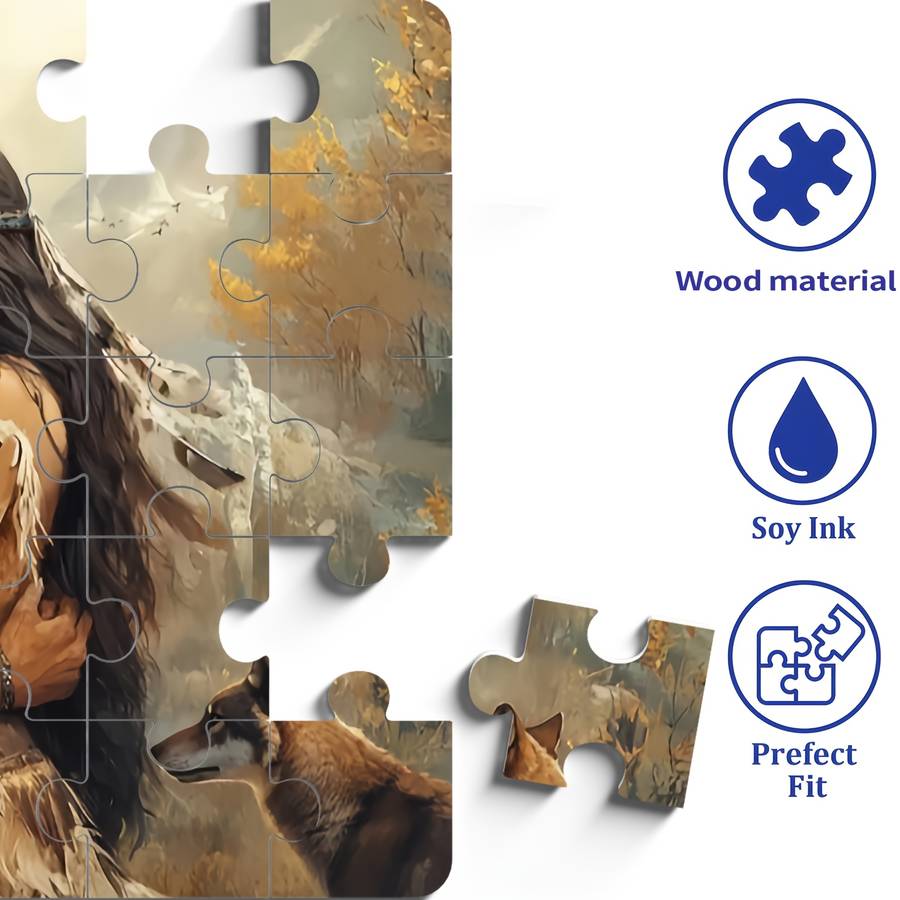 1000pcs Jigsaw Puzzle for Adults Families Indian Couple Hugging Wolf and Eagle De