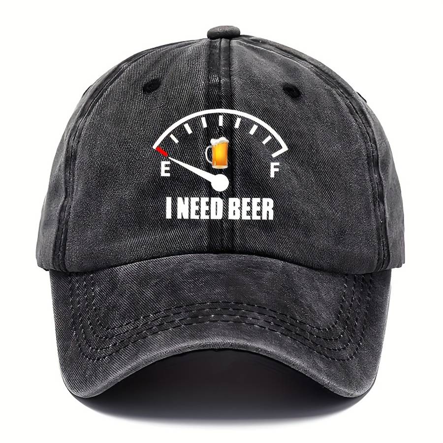 Beer Theme Washed Cotton Baseball Cap Adjustable Hat