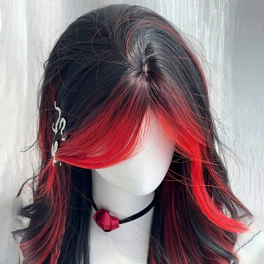 1Pc Black Red 60.96cm Fashion Design Wig