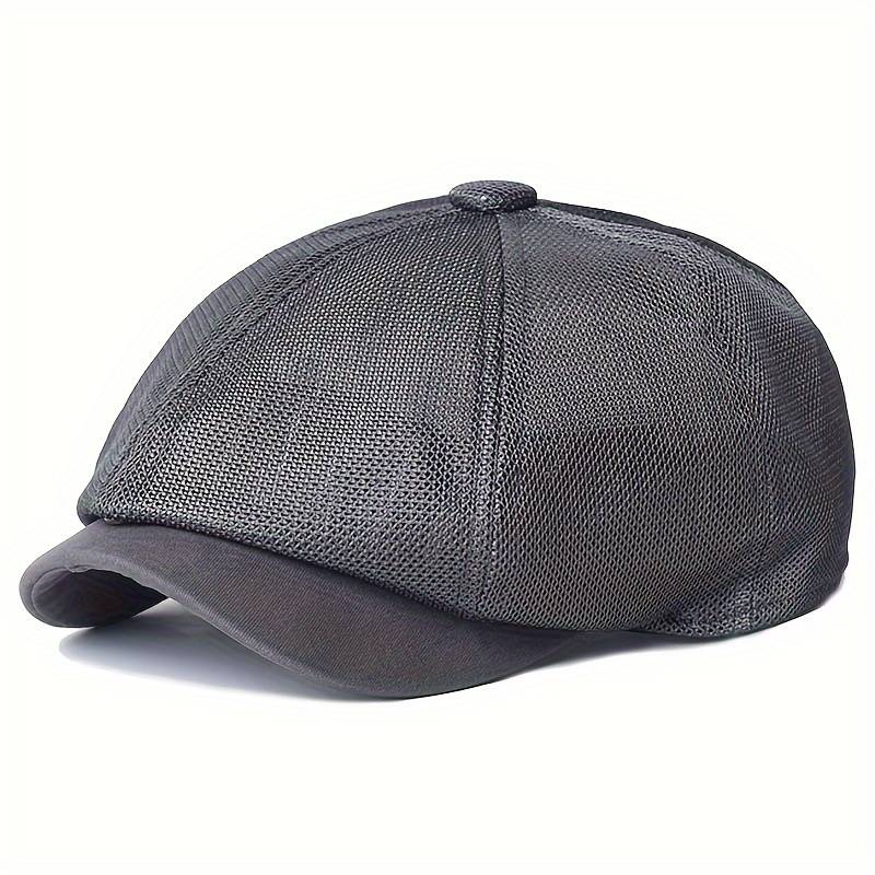 1pc Breathable Mesh Newsboy Cap Summer Casual Outdoor Beret Fashion Solid Color Octagonal Hat fo