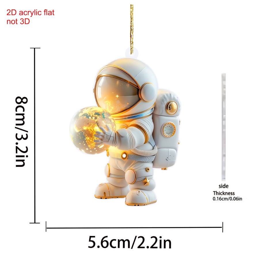 1pc 2D Flat    Acrylic Astronaut Car Rearview Mirror Ornament Suitable for Bags Keych