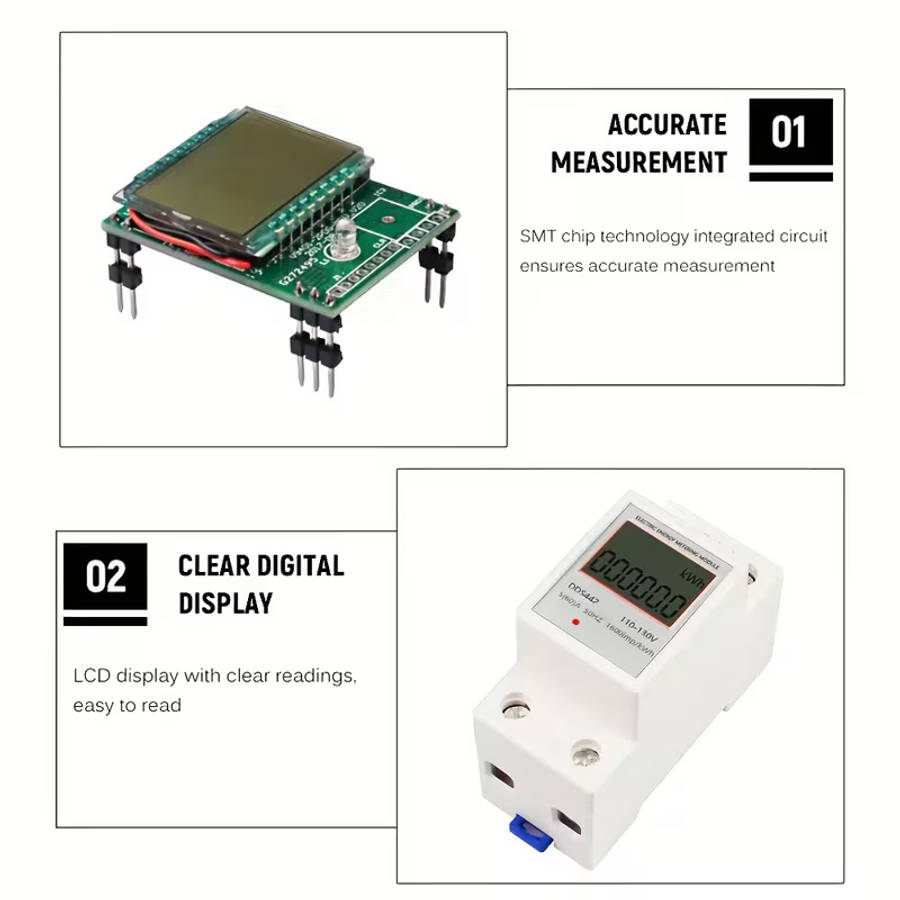household electricity meter lcd electricity meter single phase 220v mini watt hour meter rail type air conditioning electricity meter   display   Product details 6
