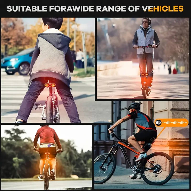 USB Rechargeable LED Bike Tail Light with Left/Right Turn Signal - 5 Modes