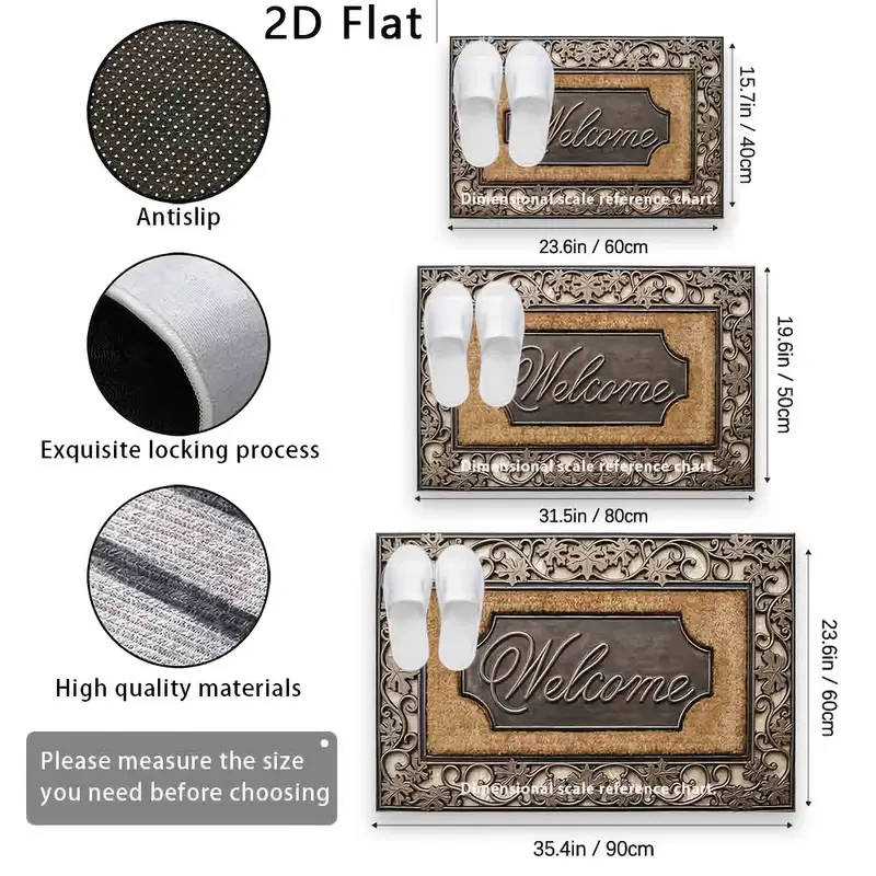 2D Flat Anti-Slip Floor Mat 50*80cm