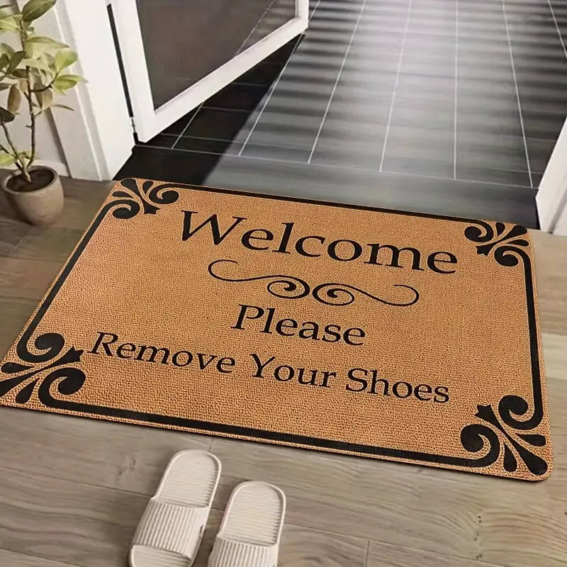 1pc Boho Chic Brown Welcome Door Mat Machine Washable Non-Slip Lightweight Dirt-Resistant Polyester