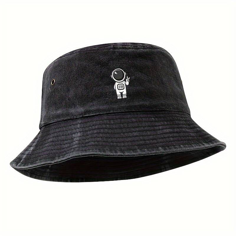 1pc MAKEFGE Men's Fashionable Astronaut Cartoon Bucket Hat Soft Top Sun Protection Casual Outdo