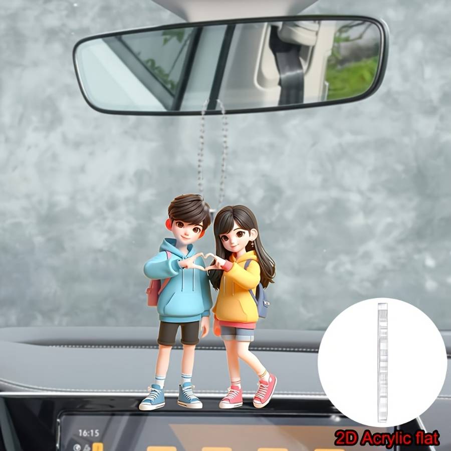 2D Flat Car Hanging Ornaments Flat Heartfelt Couple Acrylic Keychain Hanging Orn