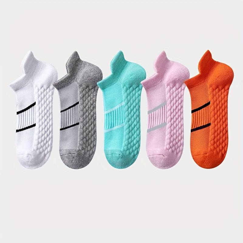 5 Pairs White And Gray And Pink And Mint Green And Orange High Elastic Socks