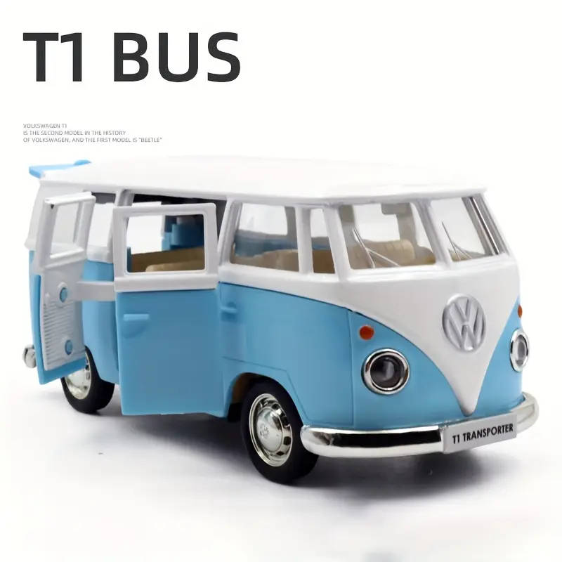 MAKEDA 1:36 Scale Alloy for VOLKSWAGEN T1 Bus Toy - Pull-Back Action, Opening Doors, COLOR: BLUE