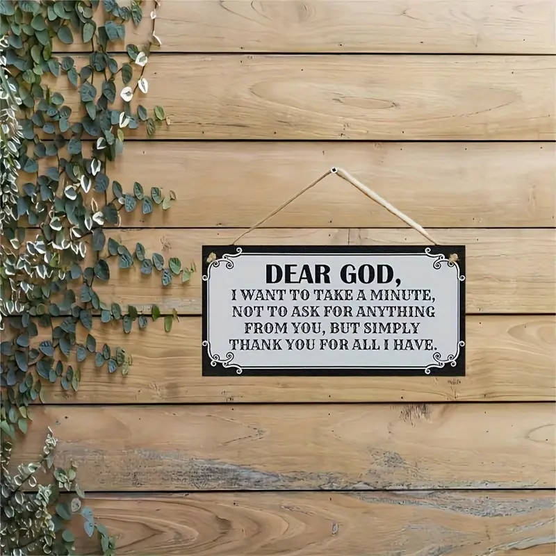 1pc Contemporary Manufactured Wood Prayer Sign Dear God Inspirational Wall Decor for Living Room Por