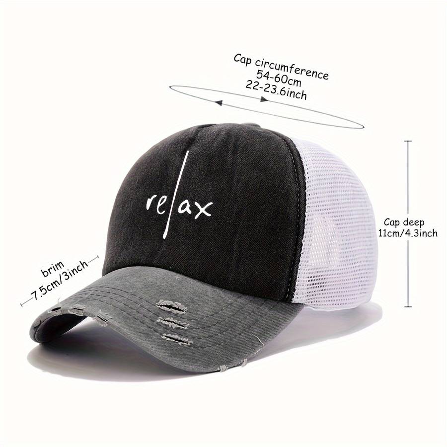 RELAX Artistic Letter Print Baseball Cap Multicolor Blend Trucker Hat Lightweight Breatha