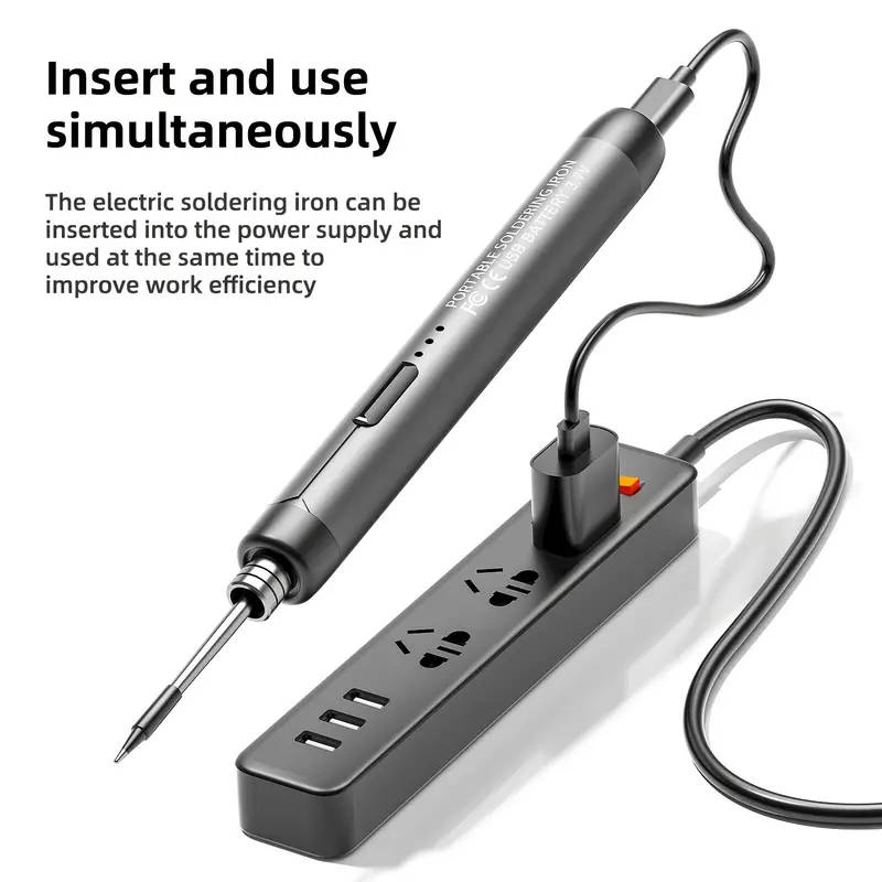 USB Cordless Soldering Iron 3 Heat Settings  Soldering Flux Stand Storage Case