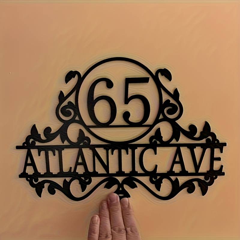 [Wallmounted Sign] Custom Metal Door Sign with Elegant ScrollworkPersonalized Wall-Mounted Addres