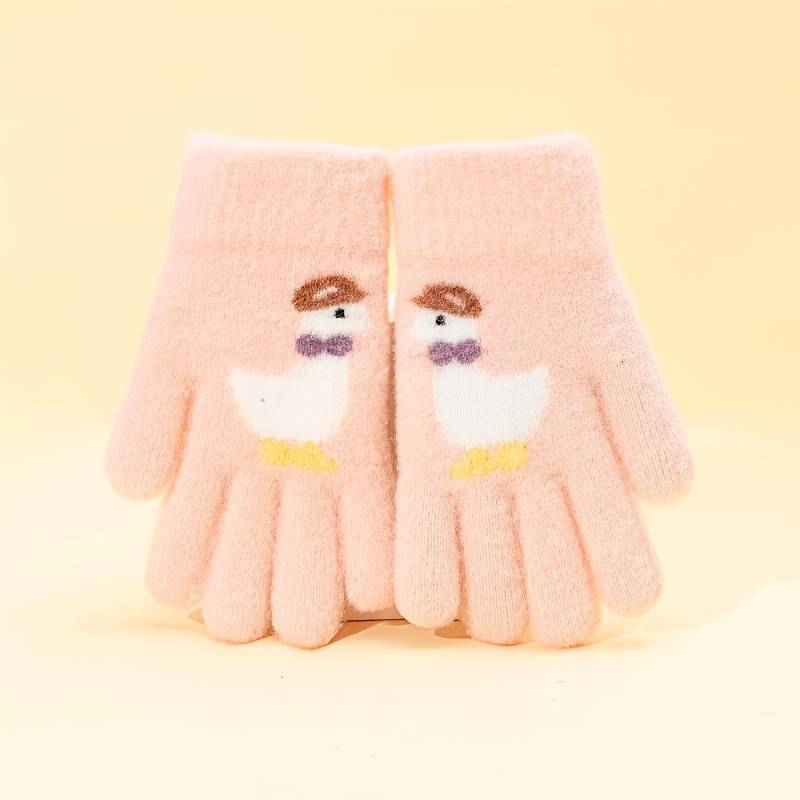 1 Pair Purple 6 To 12 Years Old Warm Gloves