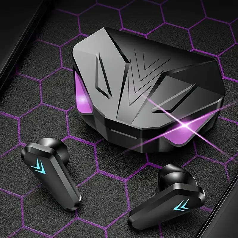 LED Display Wireless Earbuds 5.3, Wireless Gaming Headset with Mic, Semi-Open-Back Earphones