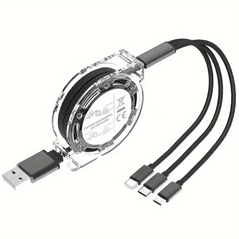 3in 1 Suitable for iPhone TYPE-C Micro b telescopic one to three mobile charging cable