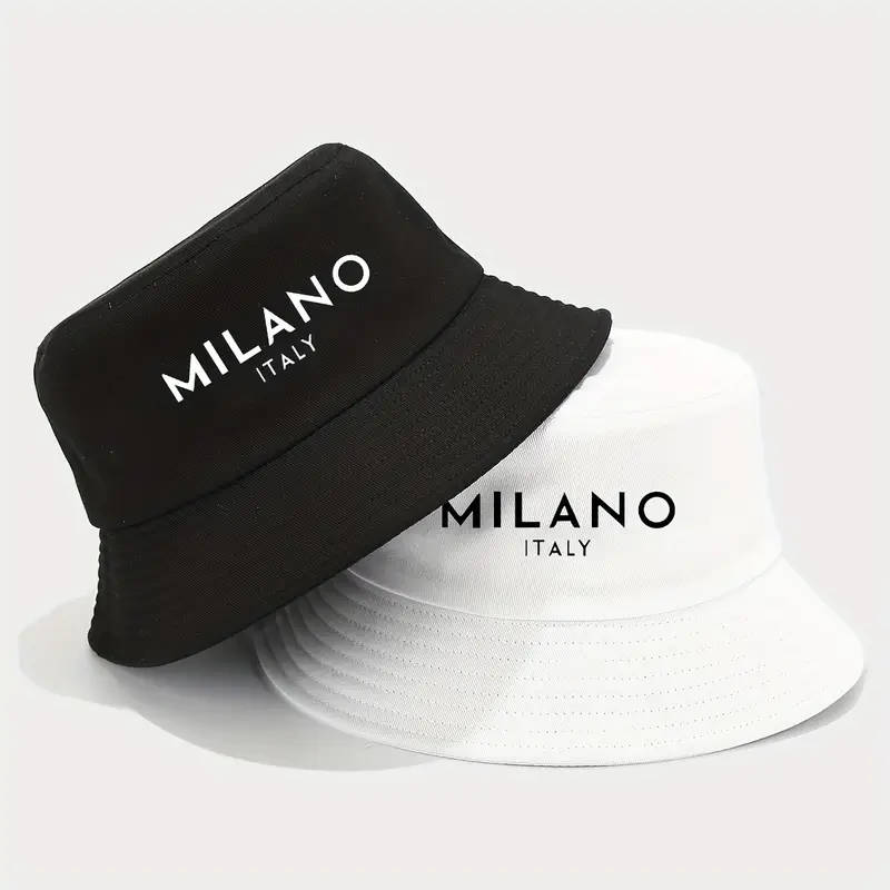1pc MILANO ITALY Printed Bucket Hat Breathable Sun Hat Outdoor Sports Vacation Travel Foldable Fishe