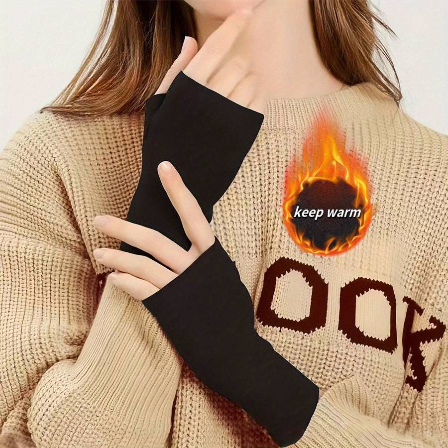 1 Pair Black One Size Warm Gloves