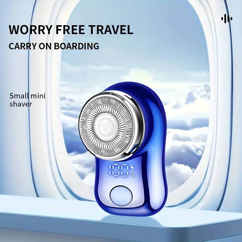 1pc Men'S Stainless Steel Electric Rotary Shaver Portable Spiral Shaving Razor with Curved Net Stron