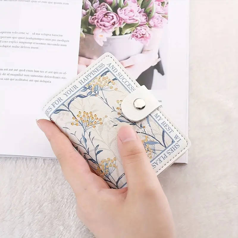 1pc Women's Classic Style Multi-Slot Credit Card Holder Elegant Small Credit Card Holder With Snap B