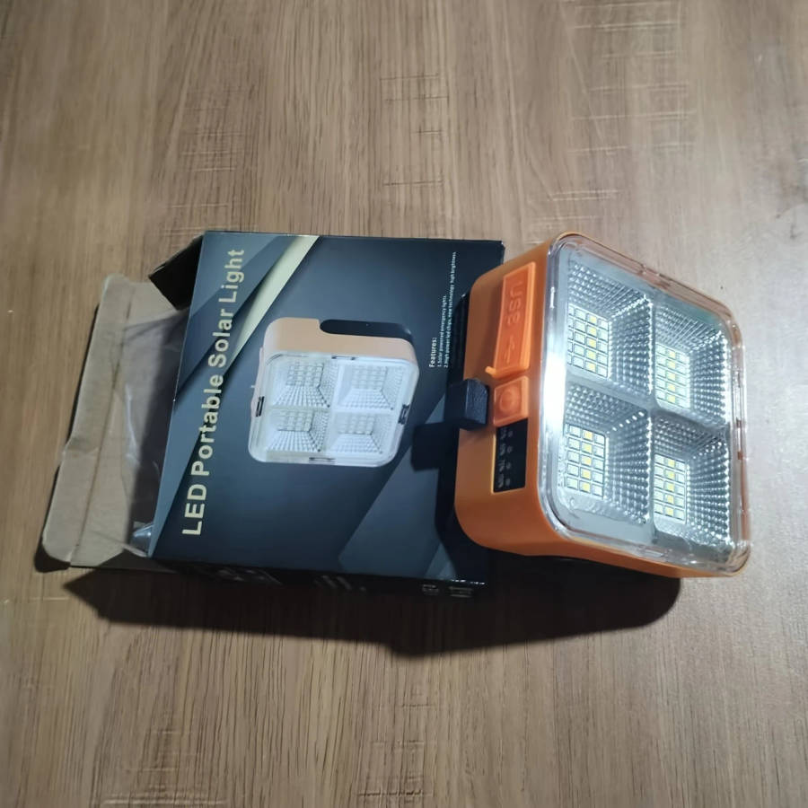 1pc Solar Rechargeable Camping Lamp Portable Outdoor LED Floodlight USB Rechargeable Emergency Light