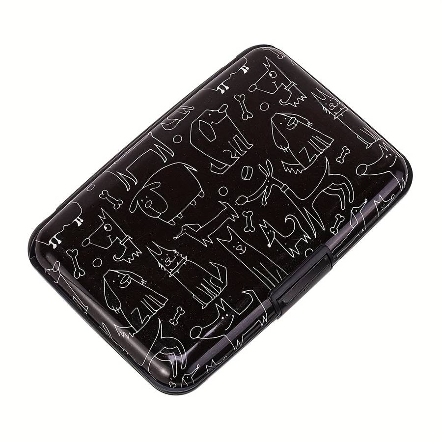 1pc RONG REN HUI Modern Egyptian-Inspired Line Art RFID Blocking Aluminum Wallet Compact Metal Ca