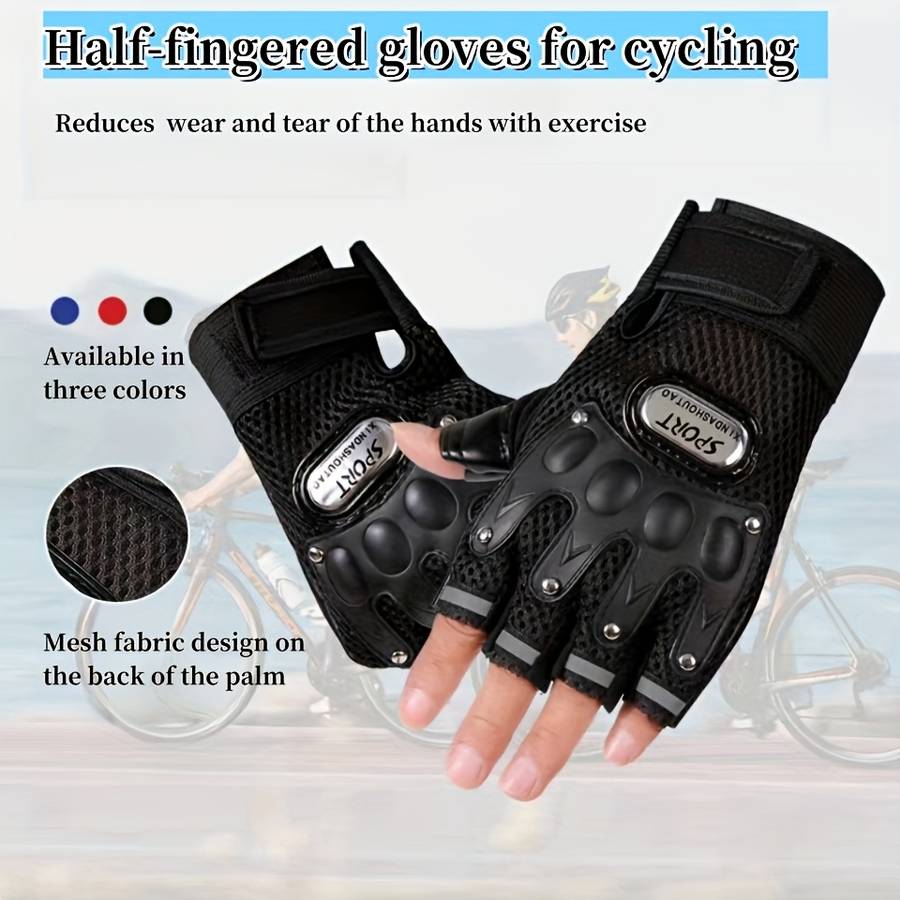 1 Pair Black Outdoor Sports Gloves