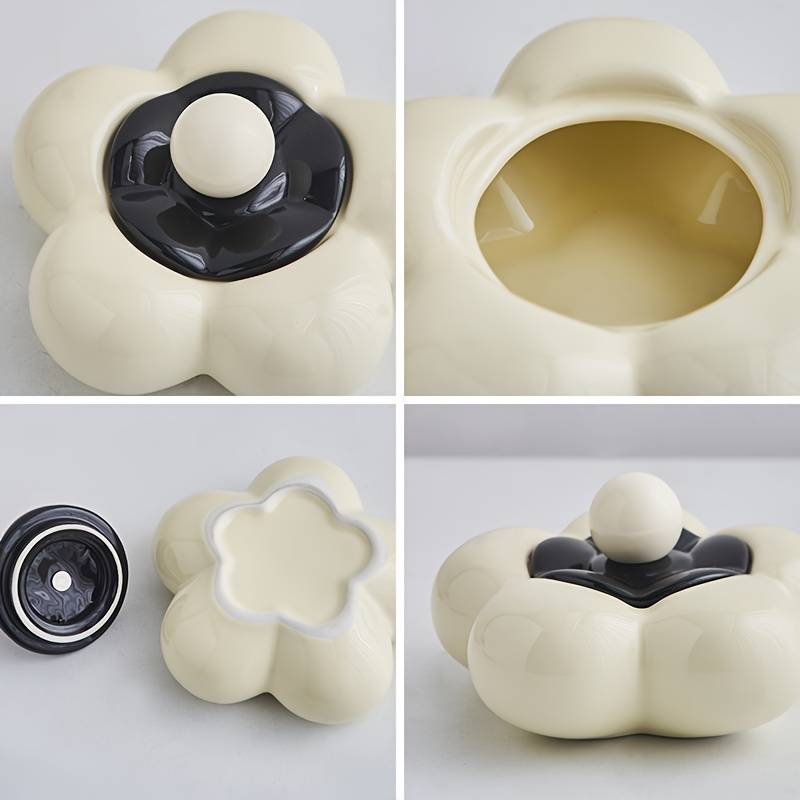 1pc Modern Geometric Ceramic Ashtray with Lid C Decorative Jewelry Storage for Bedroom Living Roo