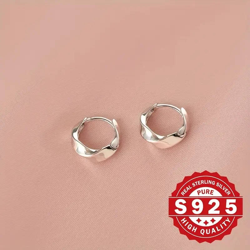 Women's Hoop Earrings Made from 925 Silver with Unique Twisted