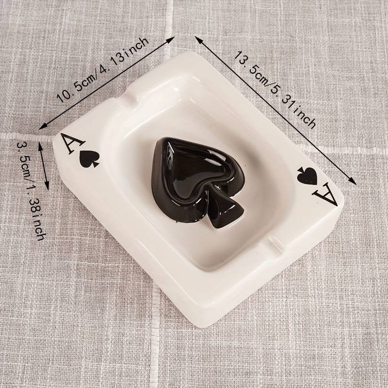 1pc Creative Poker Ceramic Ashtray Simple and Fashionable Ashtray Portable Home Office Desk Ashtr