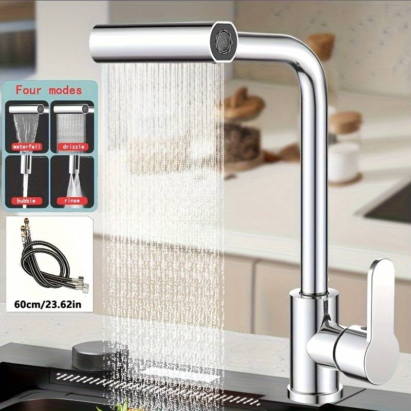 1pc Commercial Not Four Modes Of Outlet Kitchen Faucet With Sprayer Plus 60CM Inlet Pipe Rotary Sp