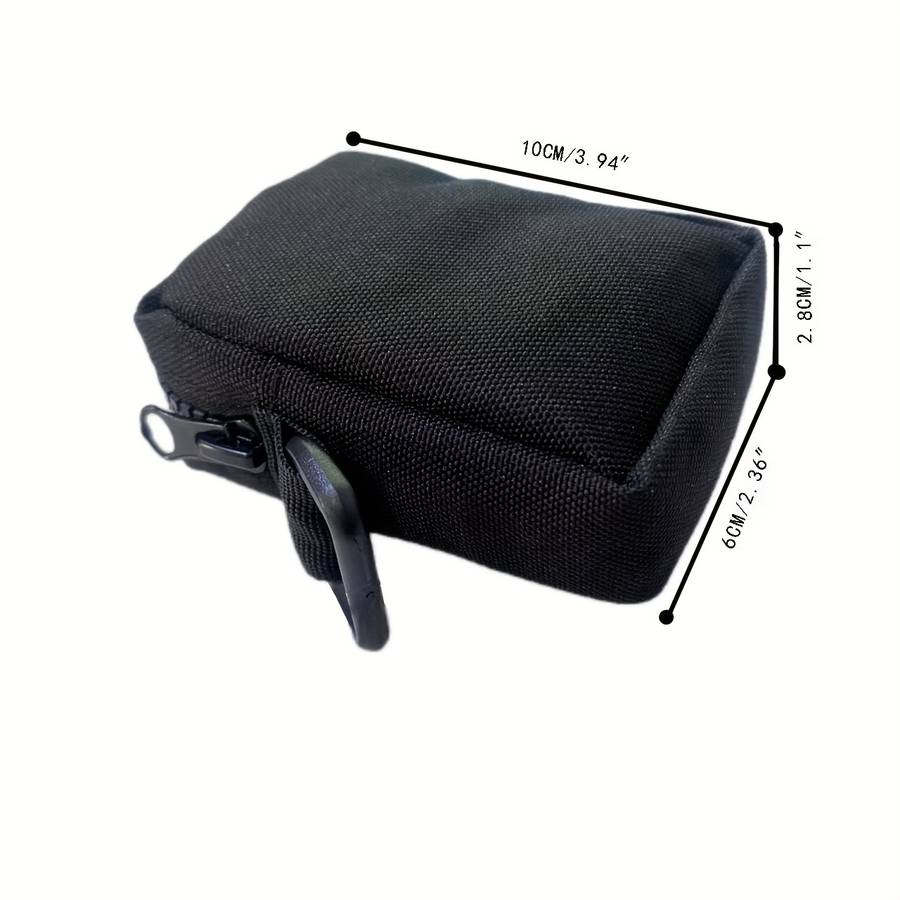 1pc Outdoor Canvas Waist Bag Black Oxford Cloth Secure Zippered Coin Pouch with Clip Durable
